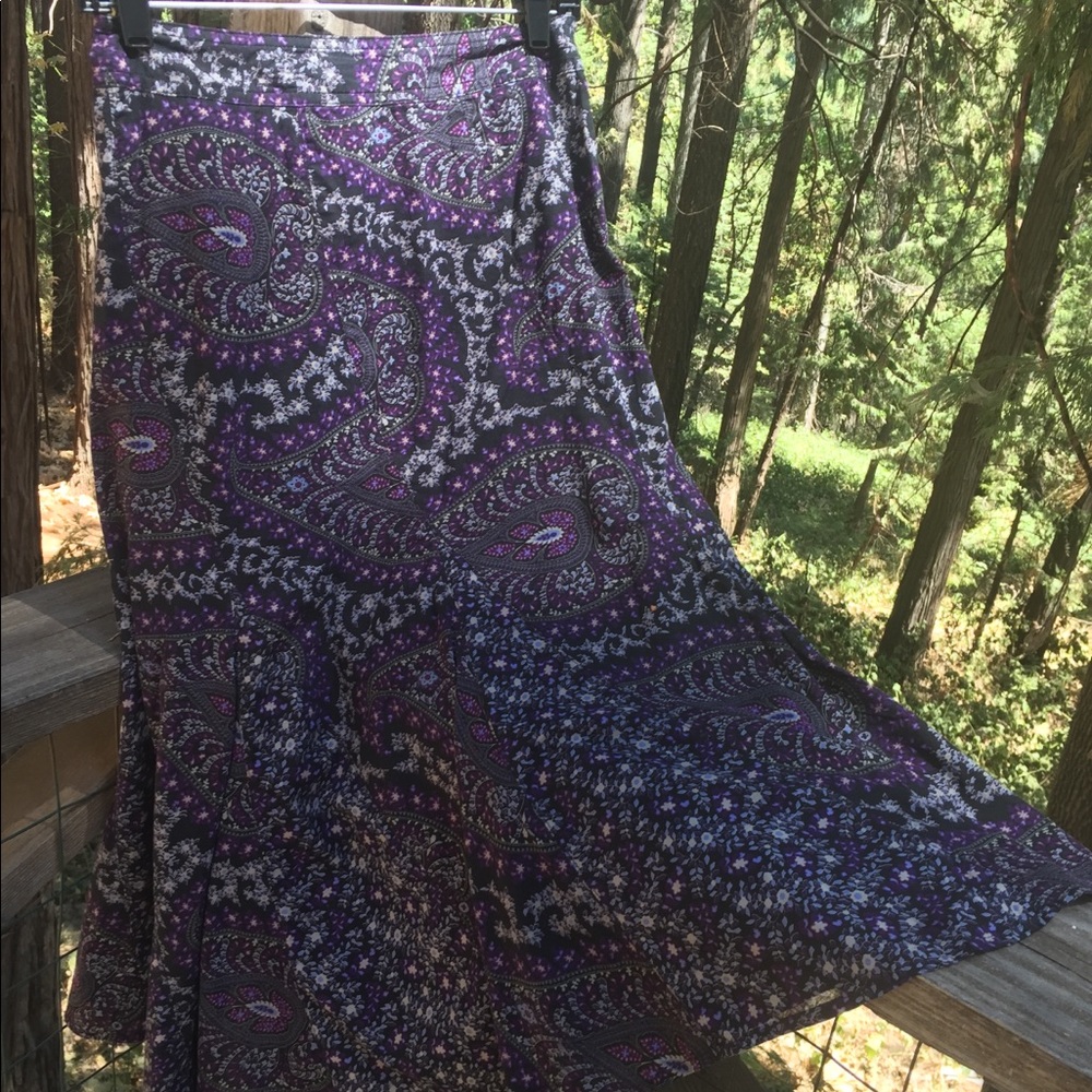 Charter Club A line cotton paisley purple print, free shipping,midi skirt HP24 - Picture 11 of 15